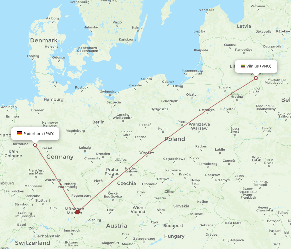 Flights From Paderborn To Vilnius, Pad To Vno - Flight Routes