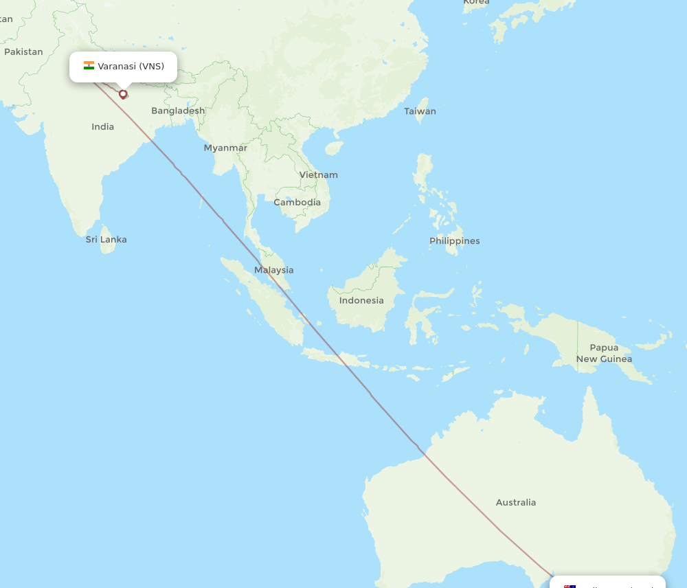 All Flight Routes From Varanasi To Melbourne Vns To Mel Flight Routes 1688