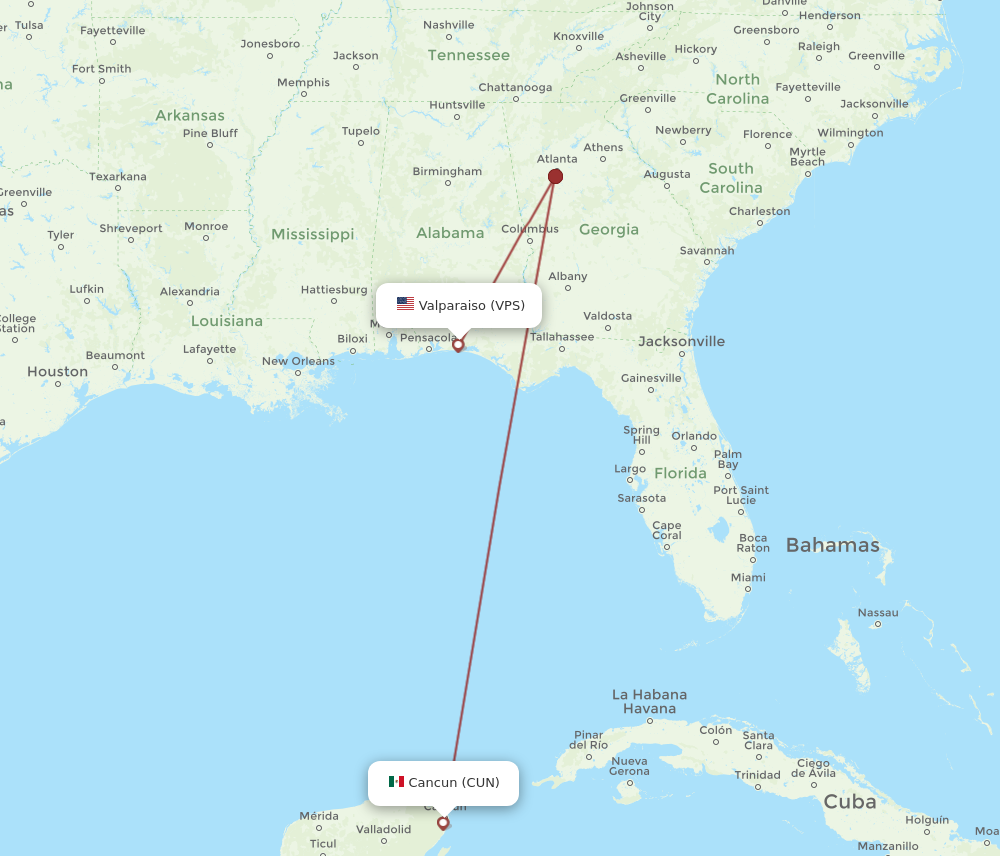 Flights from Fort Walton Beach to Cancun VPS to CUN Flight Routes