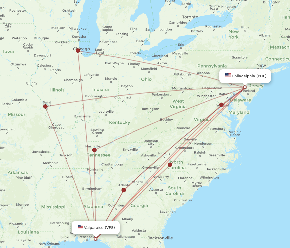 Flights from Fort Walton Beach to Philadelphia VPS to PHL