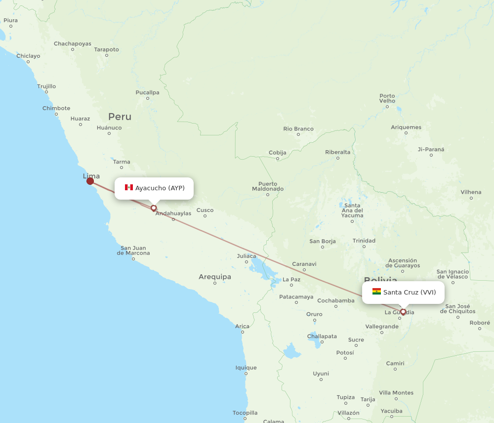 Flights from Santa Cruz to Ayacucho VVI to AYP Flight Routes