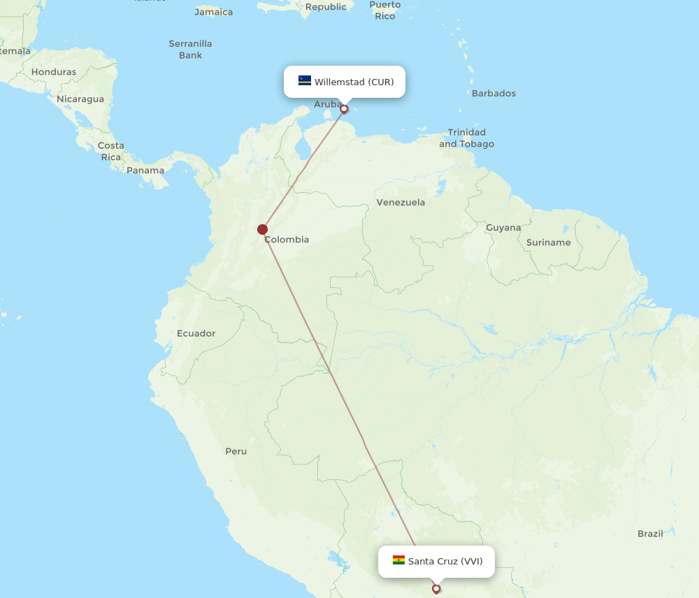 Flights from Santa Cruz to Curacao VVI to CUR Flight Routes