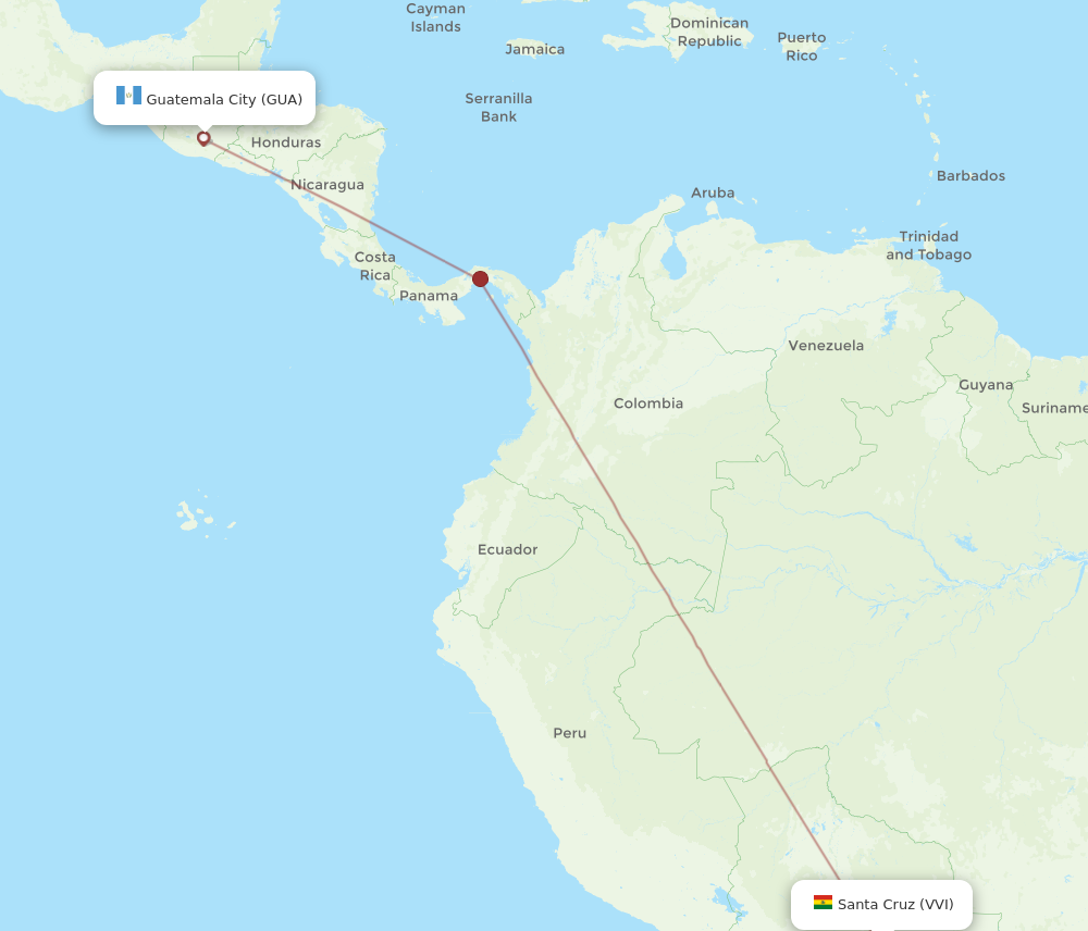 Flights from Santa Cruz to Guatemala City VVI to GUA Flight Routes