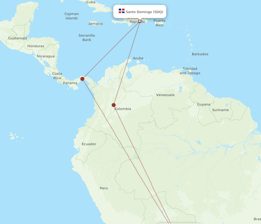 Flights from Santa Cruz to Santo Domingo VVI to SDQ Flight Routes