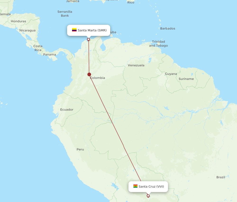 Flights from Santa Cruz to Santa Marta VVI to SMR Flight Routes