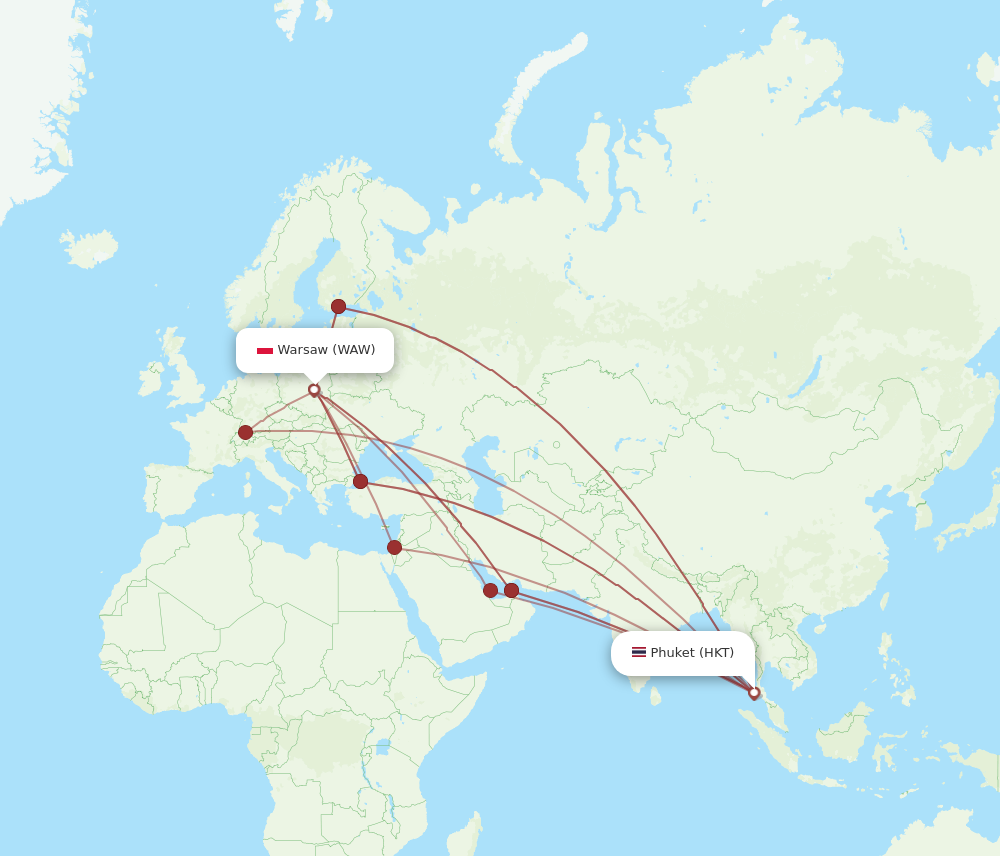 Flights from Warsaw to Phuket WAW to HKT Flight Routes