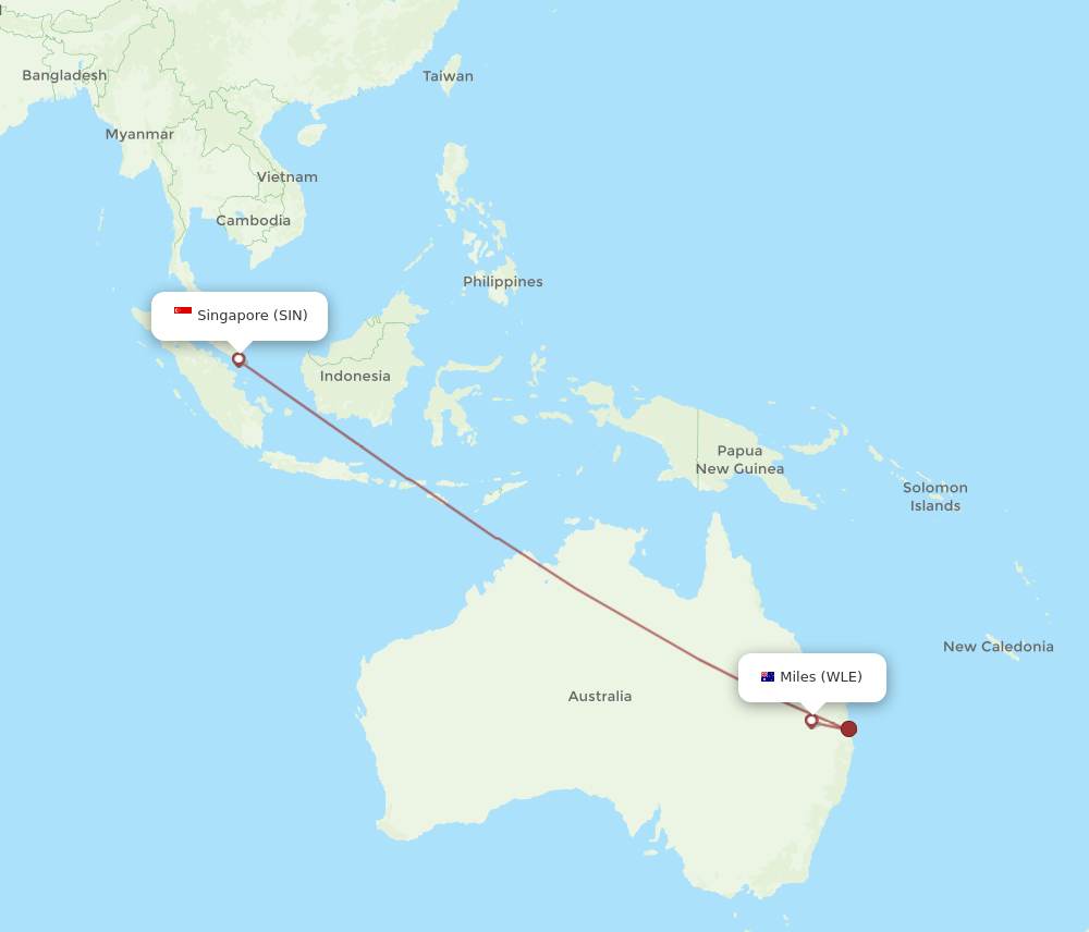 Flights from Miles to Singapore WLE to SIN Flight Routes