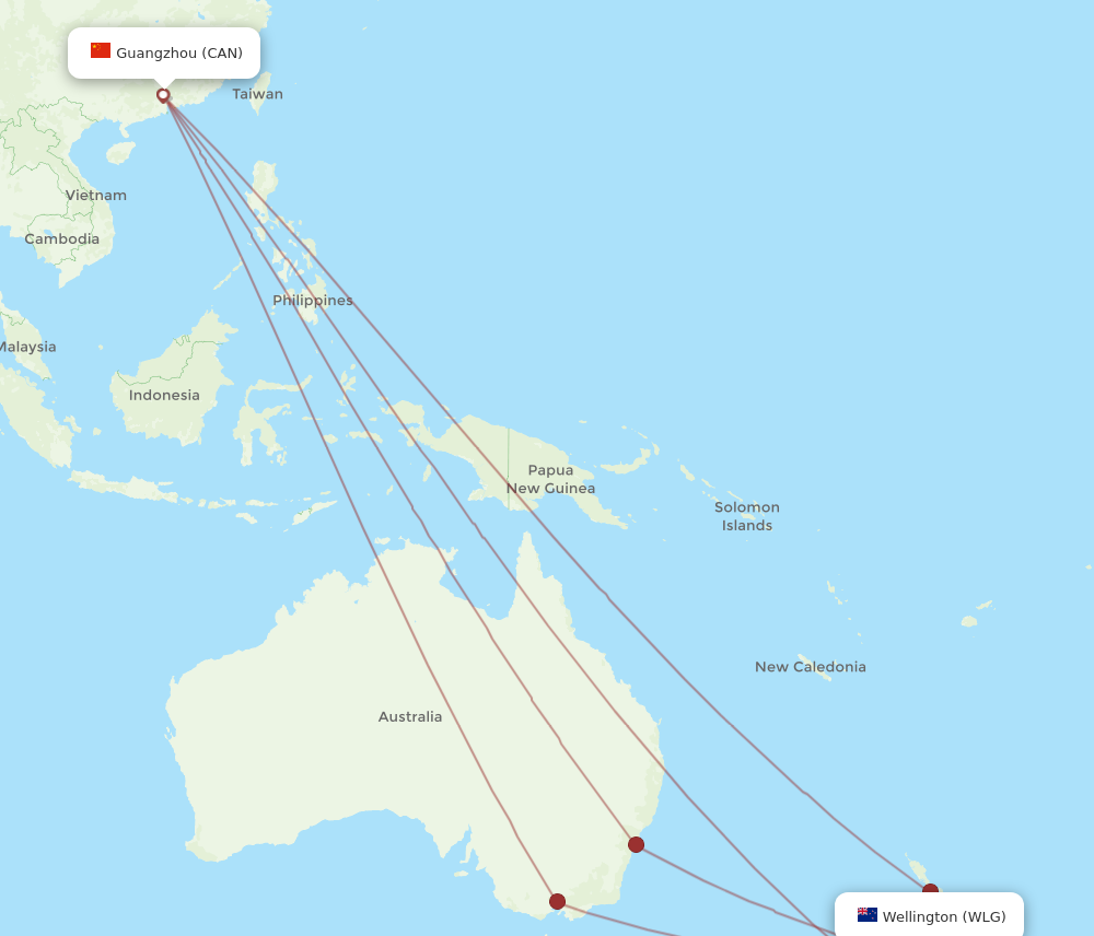 All Flight Routes From Wellington To Guangzhou Wlg To Can Flight Routes 9547