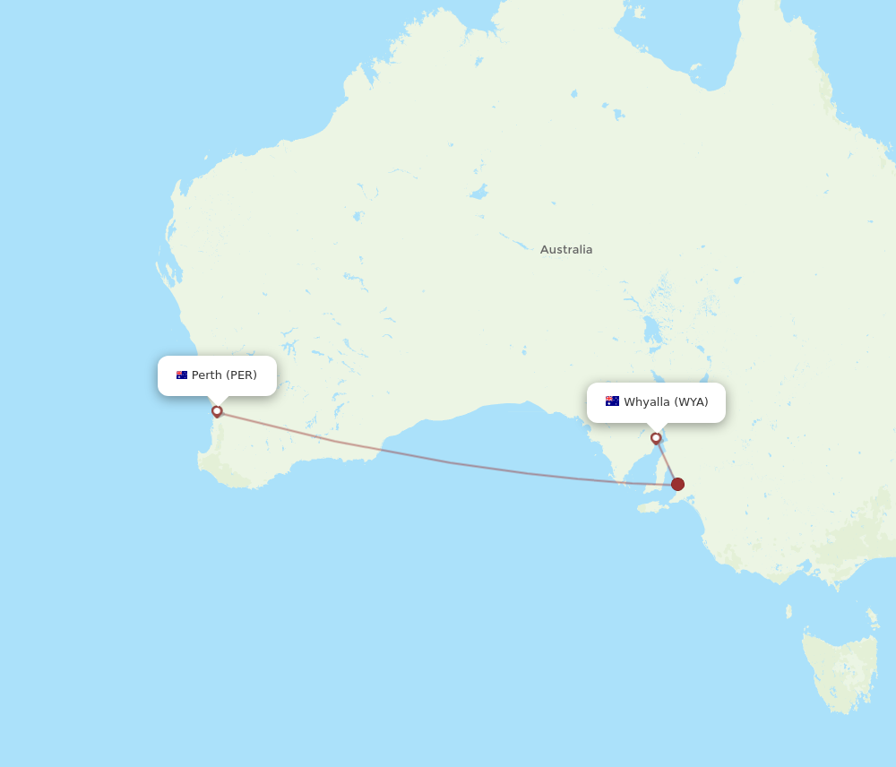 All flight routes from Whyalla to Perth, WYA to PER - Flight Routes