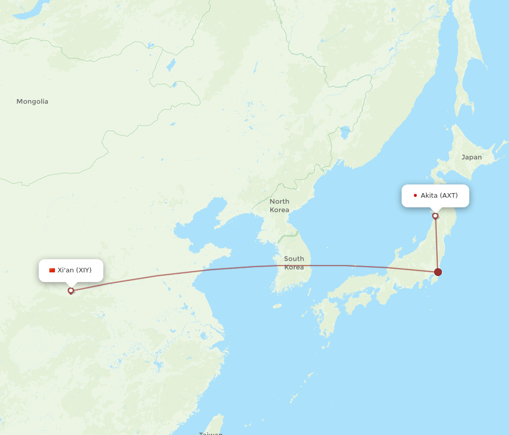 Flights from Xian to Akita, XIY to AXT - Flight Routes