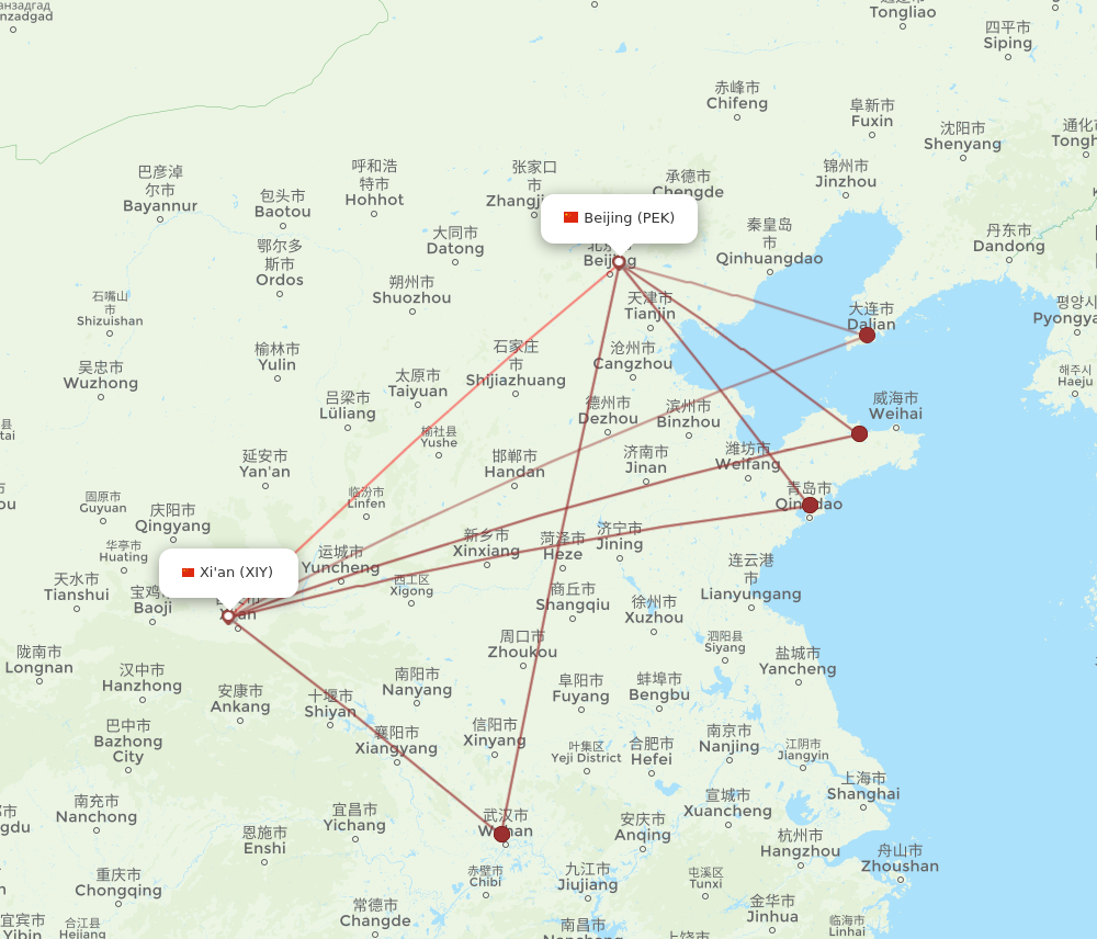 Flights from Xian to Beijing XIY to PEK Flight Routes