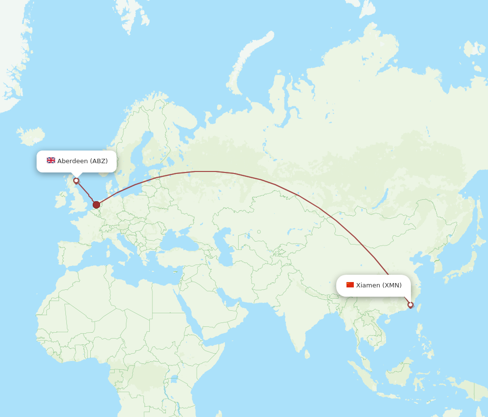 XMN to ABZ flights and routes map