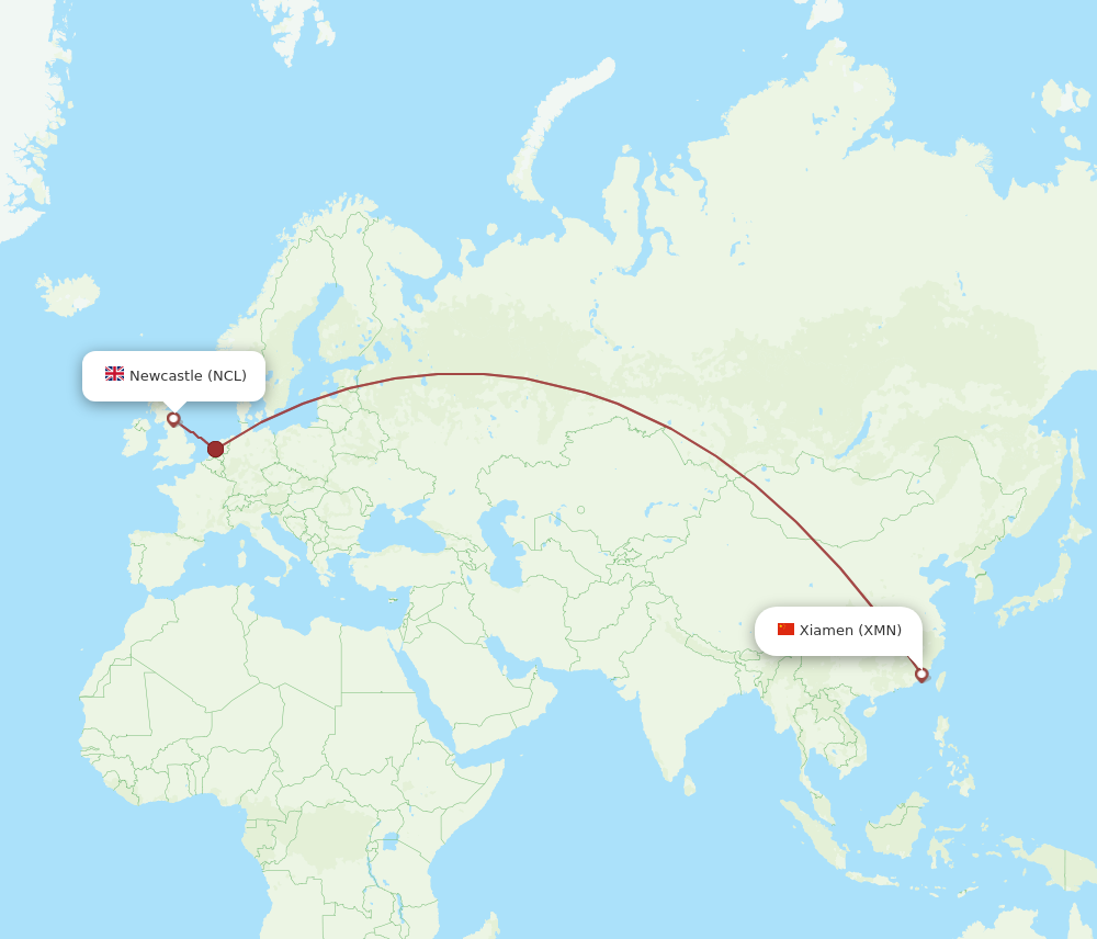 XMN to NCL flights and routes map