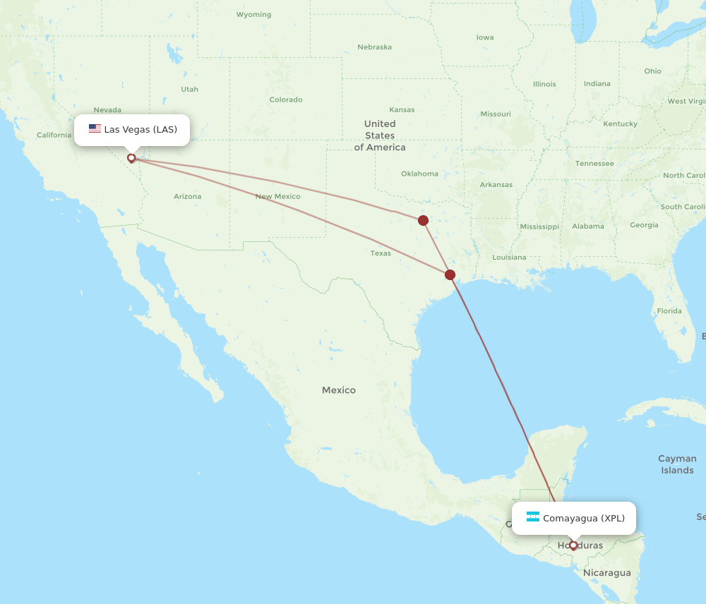 Flights from Comayagua to Las Vegas XPL to LAS Flight Routes