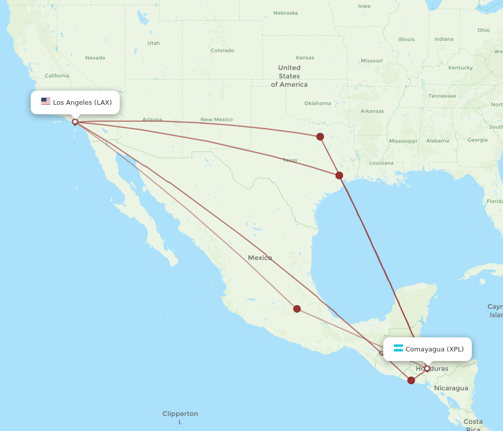 Flights from Comayagua to Los Angeles XPL to LAX Flight Routes