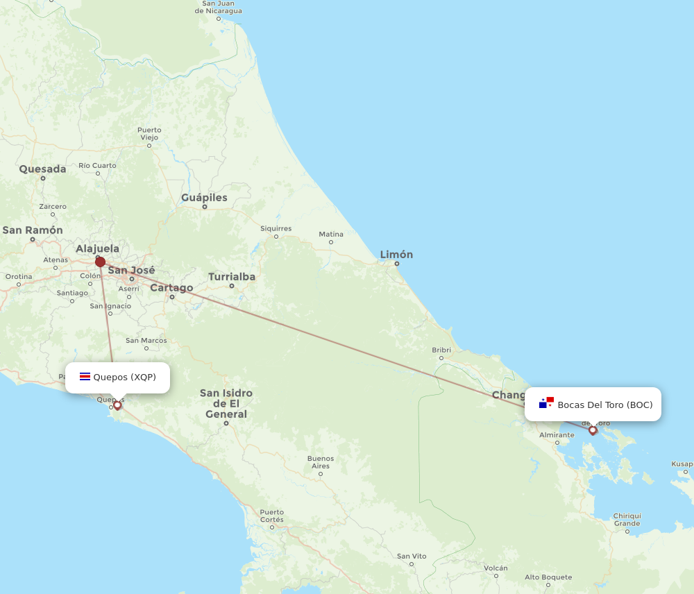 Flights from Quepos to Bocas Del Toro, XQP to BOC - Flight Routes