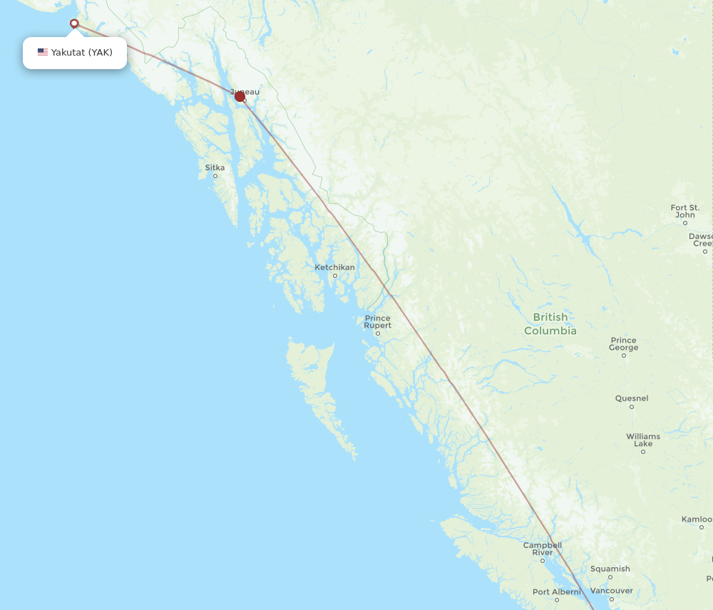 All flight routes from Yakutat to Seattle, YAK to SEA - Flight Routes