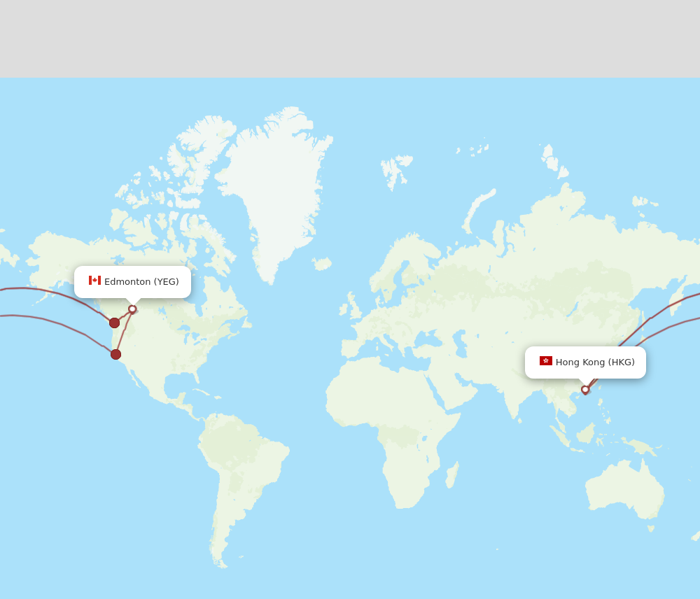 Flights from Edmonton to Hong Kong YEG to HKG Flight Routes