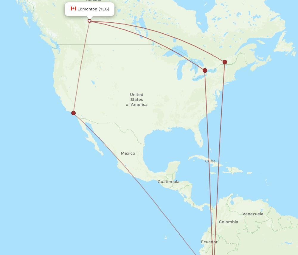 Flights from Edmonton to Lima YEG to LIM Flight Routes