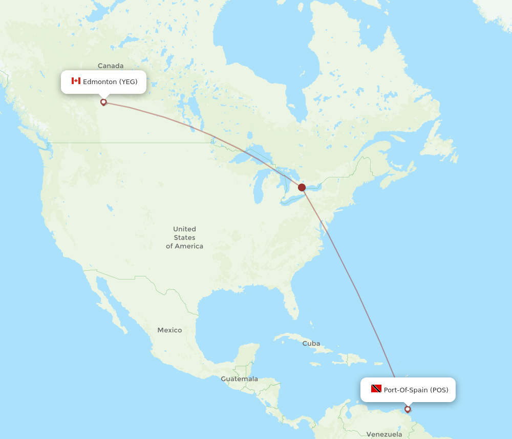 Flights from Edmonton to Port Of Spain YEG to POS Flight Routes