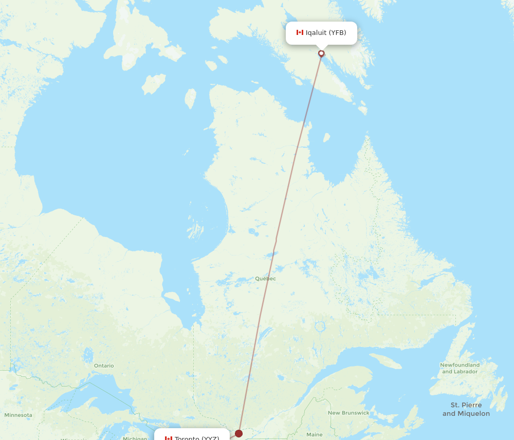 Flights from Iqaluit to Toronto YFB to YYZ Flight Routes