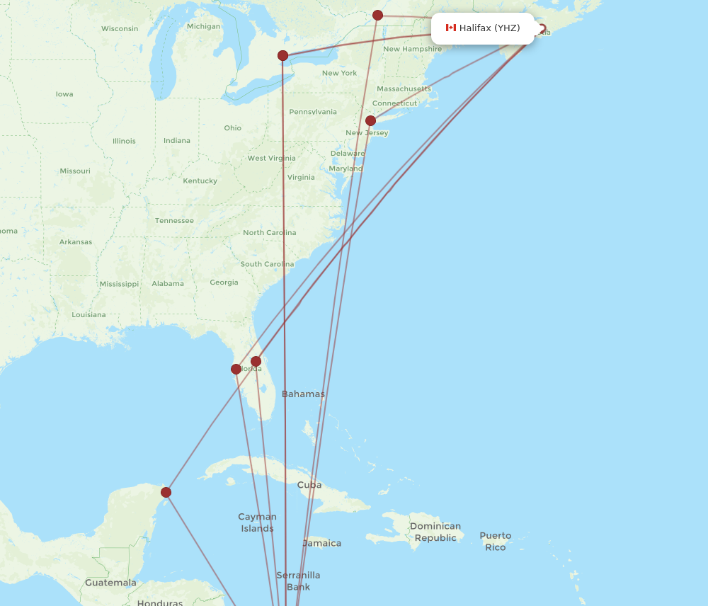 All flight routes from Halifax to Panama City, YHZ to PTY - Flight Routes