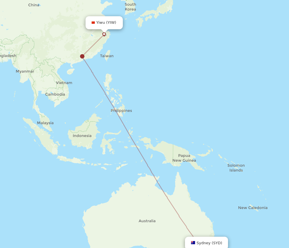 Flights from Yiwu to Sydney YIW to SYD Flight Routes