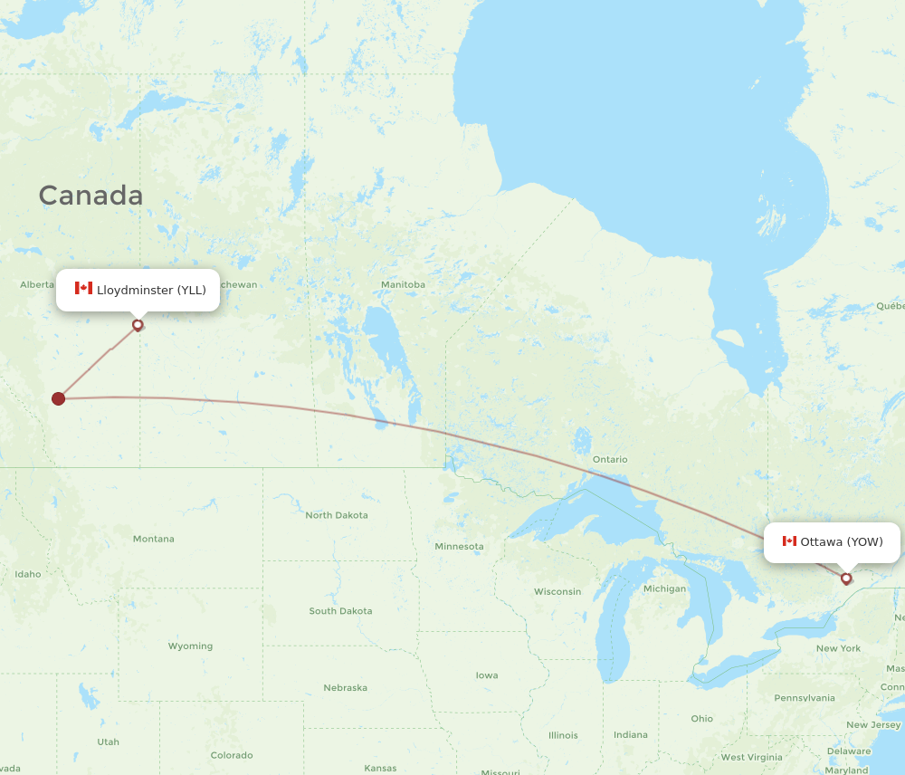 Flights from Ottawa to Lloydminster YOW to YLL Flight Routes