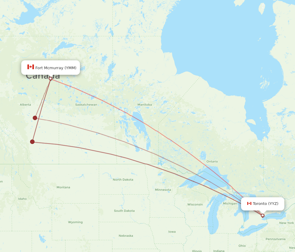 Flights from Fort McMurray to Toronto YMM to YYZ Flight Routes