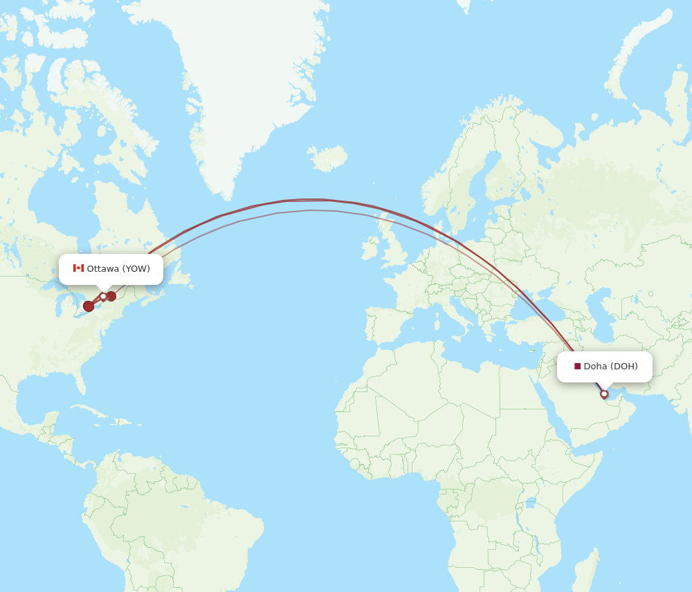 Flights from Ottawa to Doha YOW to DOH Flight Routes