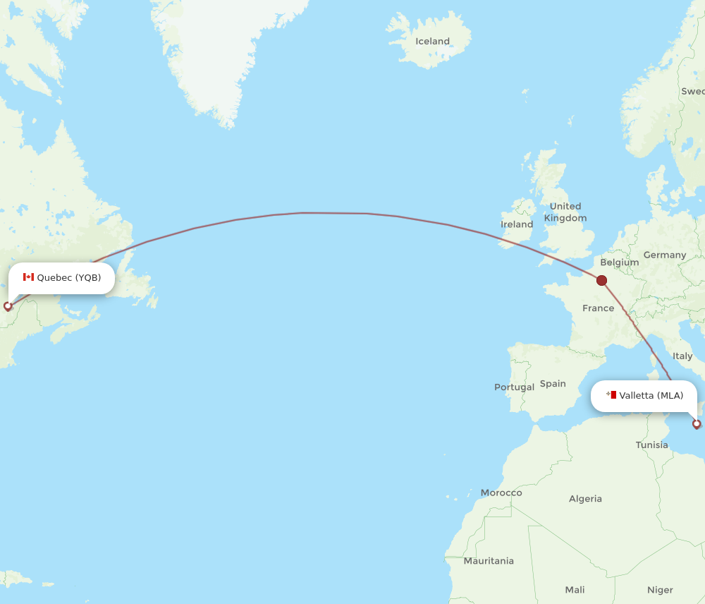 Flights from Quebec to Malta YQB to MLA Flight Routes