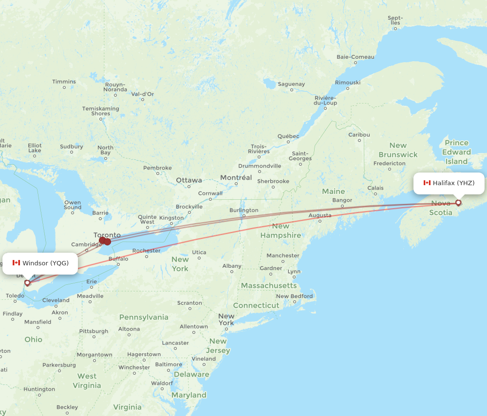 Flights From Windsor To Halifax Yqg To Yhz Flight Routes 3905