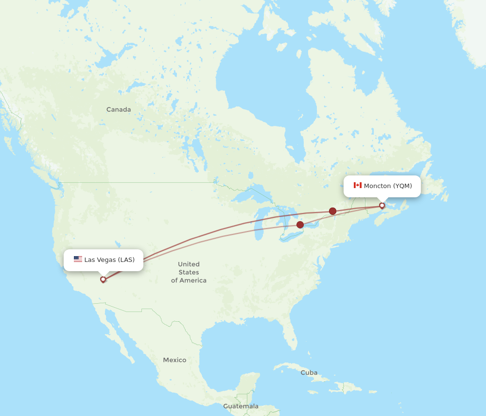 Flights from Moncton to Las Vegas YQM to LAS Flight Routes