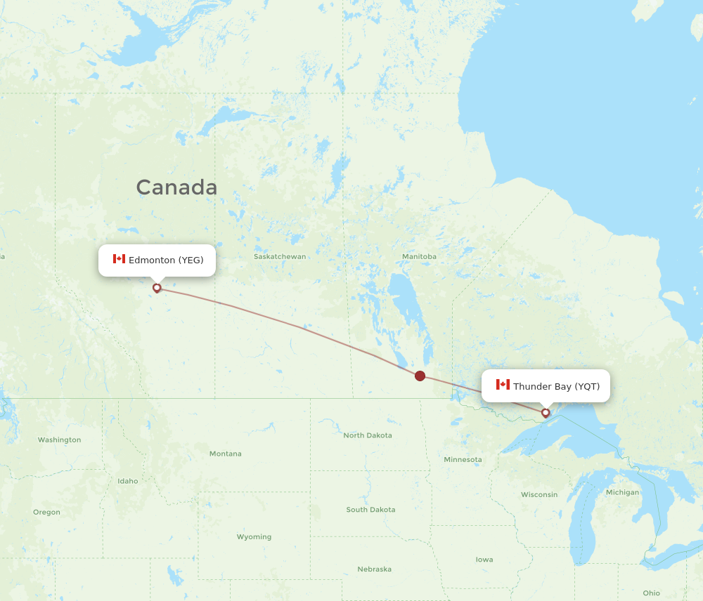 Flights from Thunder Bay to Edmonton YQT to YEG Flight Routes