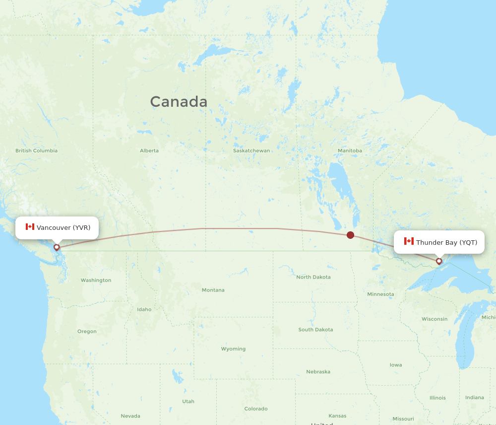 Flights from Thunder Bay to Vancouver YQT to YVR Flight Routes