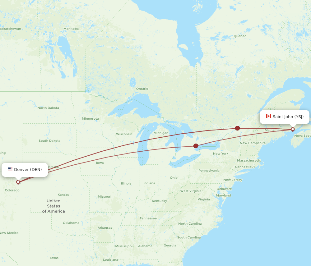 Flights from Saint John to Denver YSJ to DEN Flight Routes