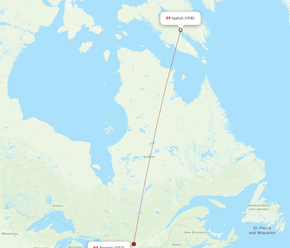 Flights from Toronto to Iqaluit YTZ to YFB Flight Routes