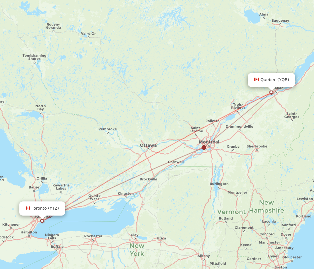 Flights from Toronto to Quebec YTZ to YQB Flight Routes