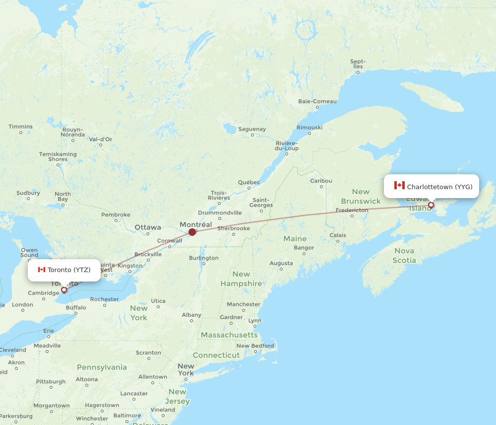 Flights from Charlottetown to Toronto YYG to YTZ Flight Routes