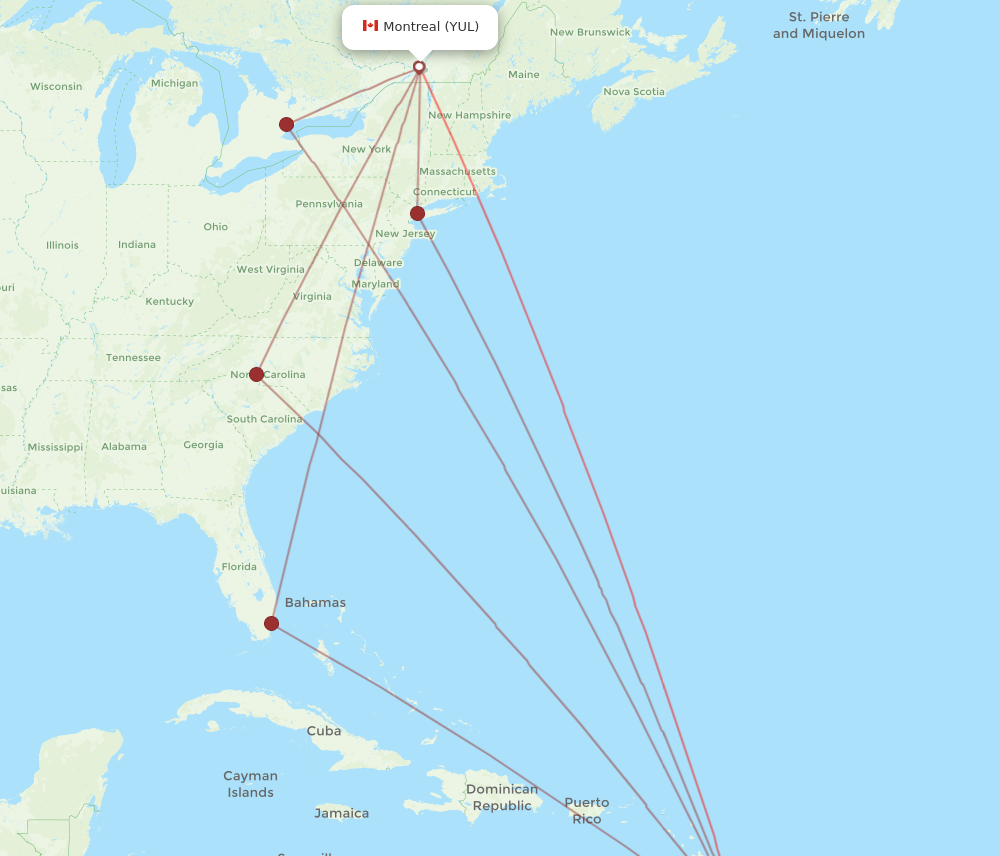 Flights from Montreal to Bridgetown, YUL to BGI - Flight Routes