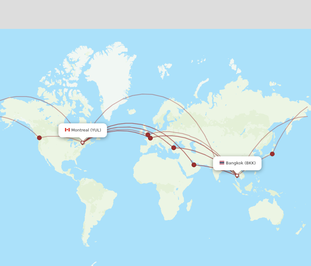 Flights from Montreal to Bangkok YUL to BKK Flight Routes