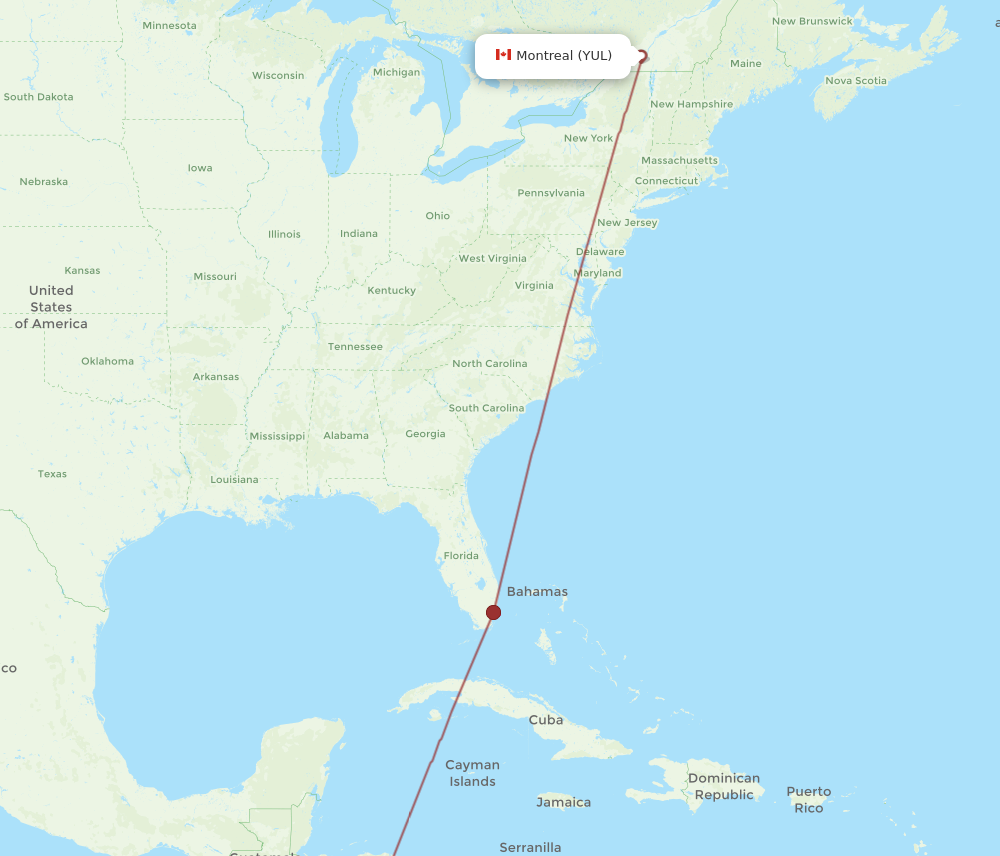 Flights from Montreal to Managua YUL to MGA Flight Routes