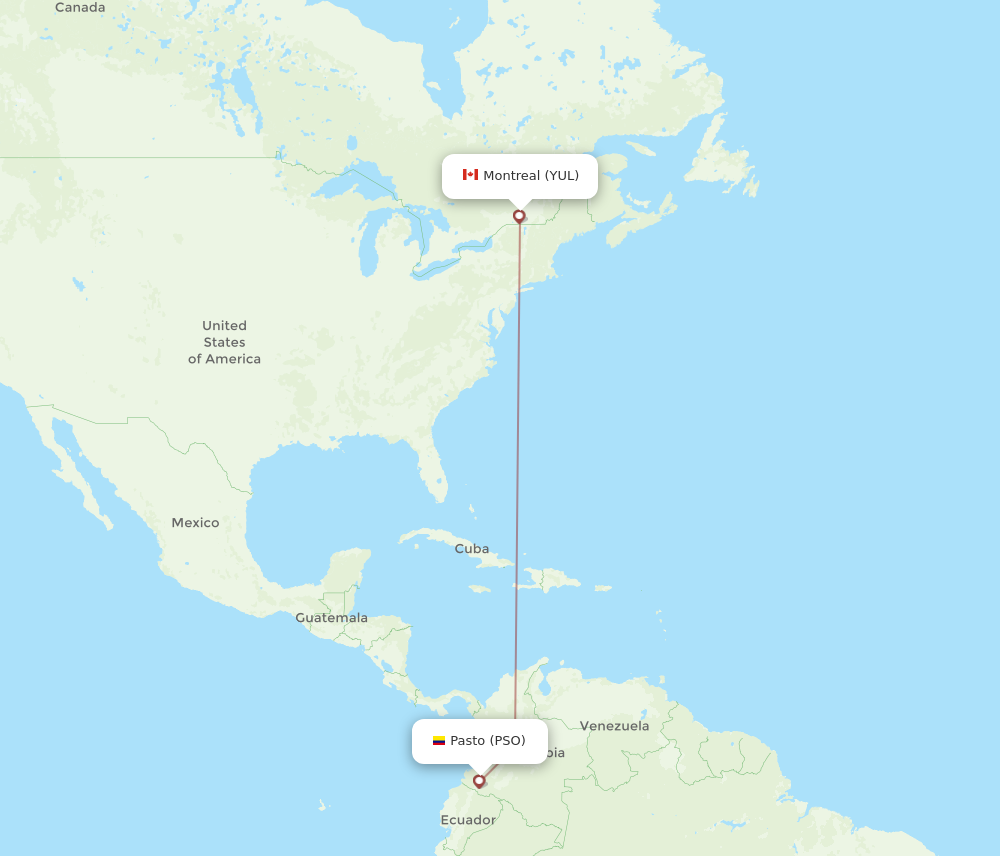 Flights from Montreal to Pasto YUL to PSO Flight Routes