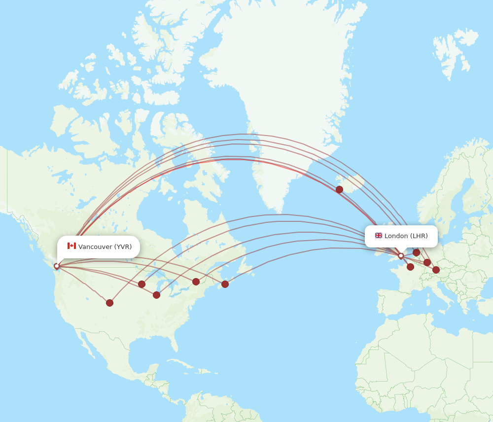 All Flight Routes From Vancouver To London Yvr To Lhr Flight Routes 0630