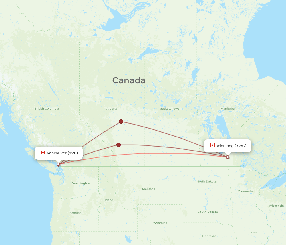 All Flight Routes From Vancouver To Winnipeg Yvr To Ywg Flight Routes 9778