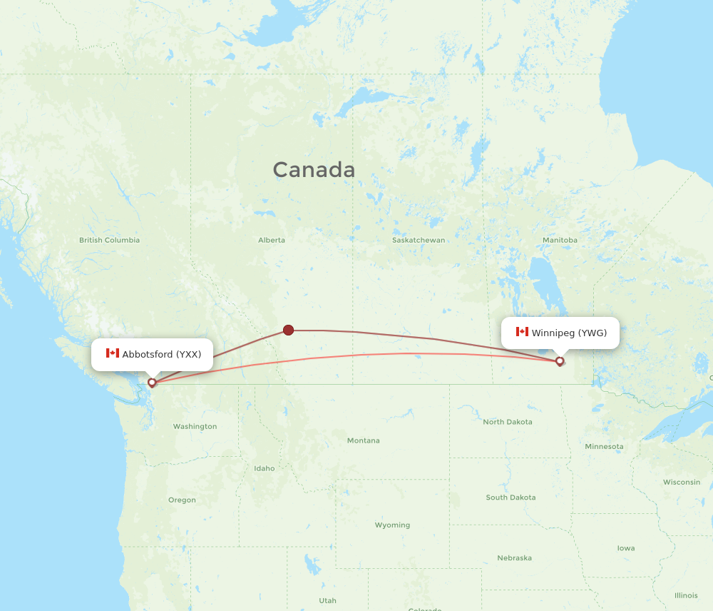 Flights from Winnipeg to Vancouver YWG to YXX Flight Routes