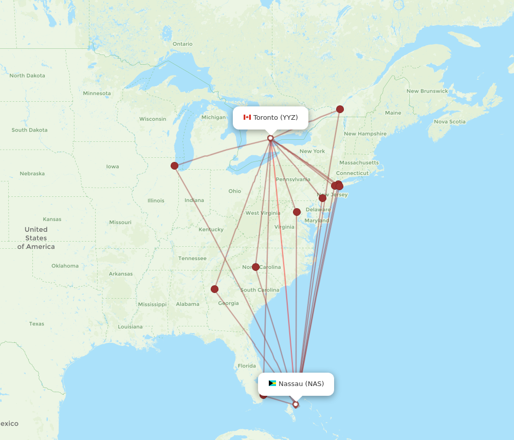 Flights from Toronto to Nassau YYZ to NAS Flight Routes