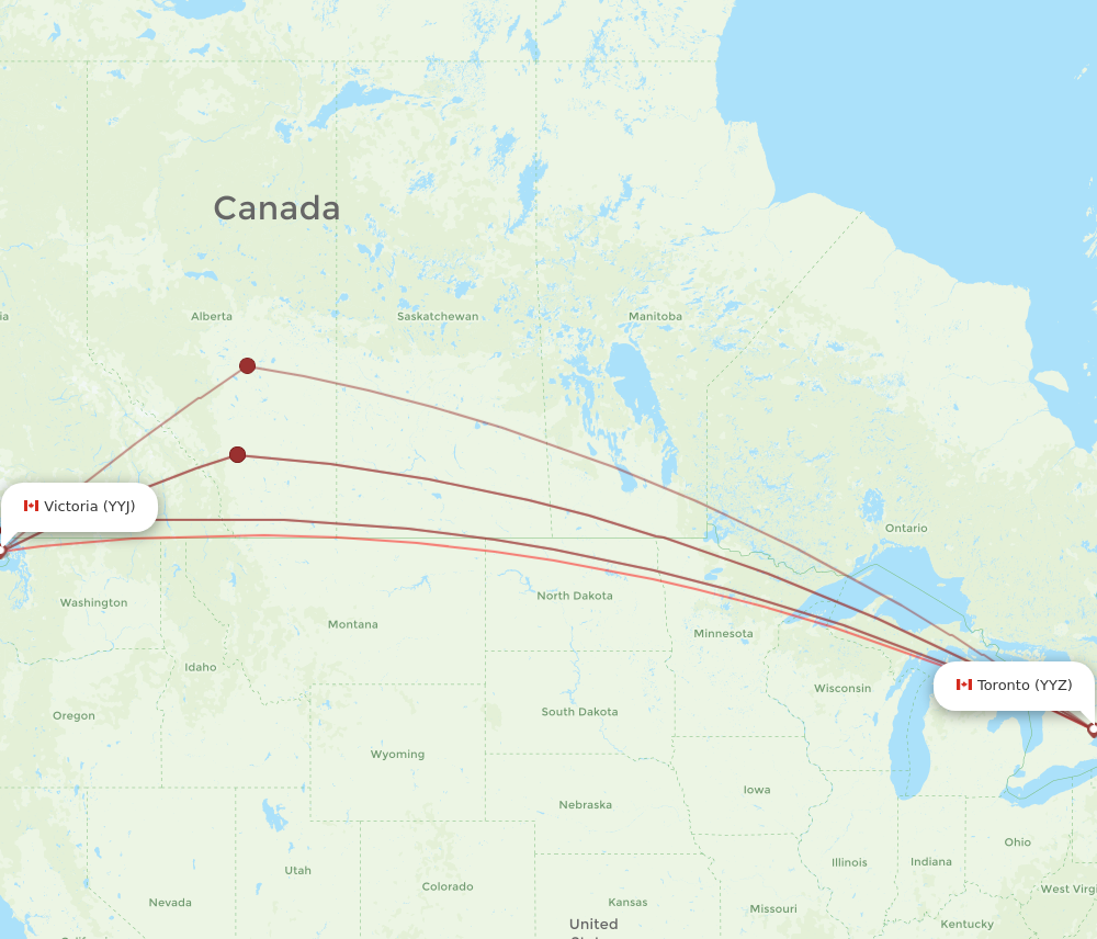 Flights from Toronto to Victoria YYZ to YYJ Flight Routes