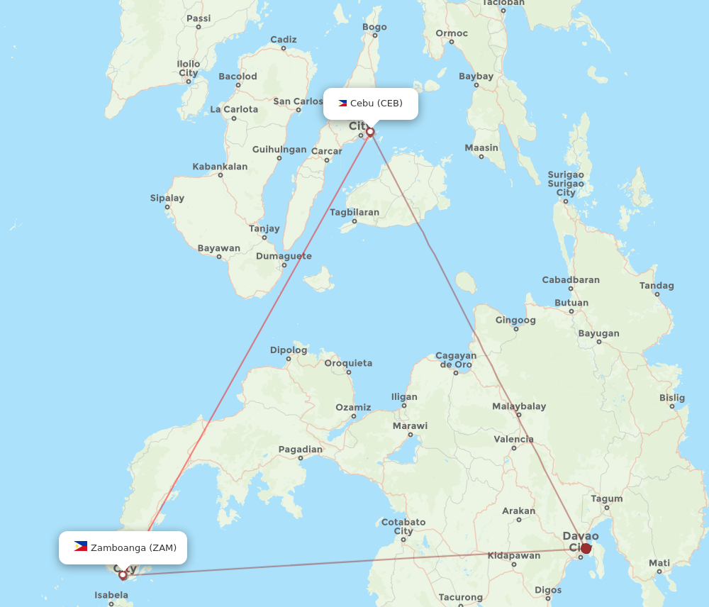 Flights from Zamboanga to Cebu City, ZAM to CEB - Flight Routes