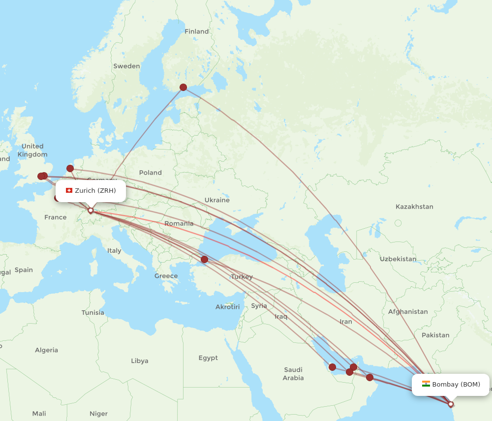 Flights from Zurich to Mumbai ZRH to BOM Flight Routes